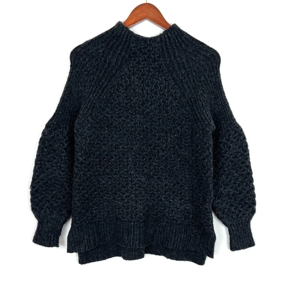 Anthropologie Bia Mock Neck Tunic Alpaca Blend Knit Sweater Grey Size Small - Picture 3 of 11